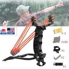 Professional Folding Slingshot Set w/ Wrist Laser Hunting High Velocity Catapult