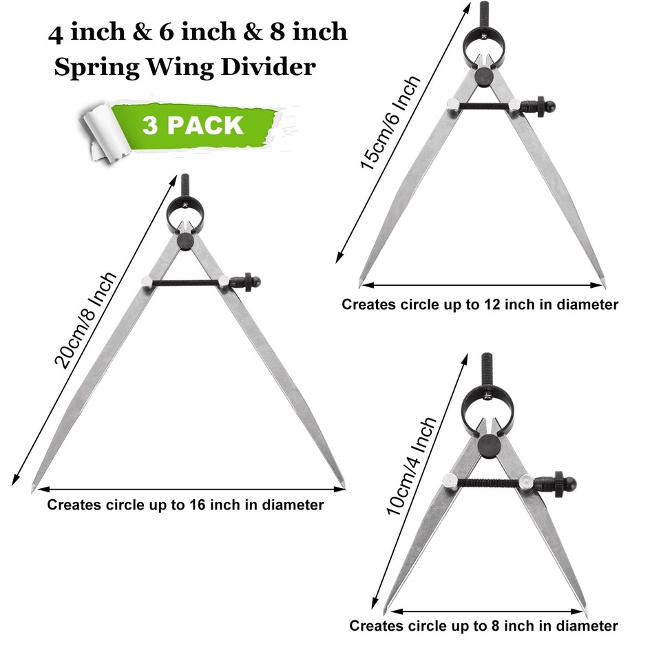 3 Pack Adjustable Spring Wing Divider 4/6/8 Inch Steel Lockable Divider ...
