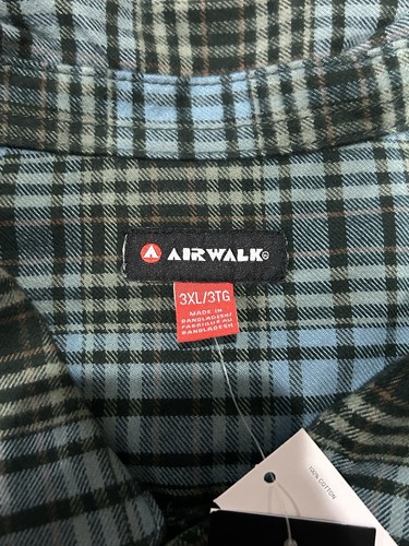 Neu mit Etikett Airwalk himmelblau kariertes langärmeliges Flanellhemd für Herren Big & Tall 3XL XXXL - Bild 7 von 11