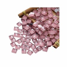 100 Pieces Mosaic Tiles Squares Bulk Pink Crystal Mosaic Stained Glass for Craft