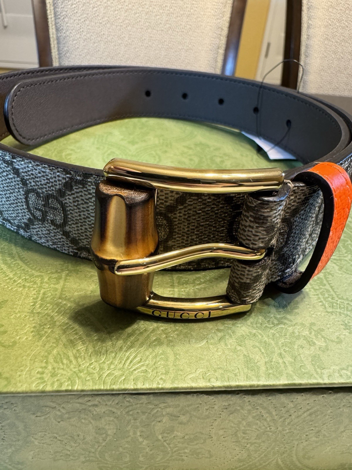 New Gucci Bamboo GG Supreme Logo Belt Size 28 / 70 cm Fits a Waist 26 - 30 thumbnail 4