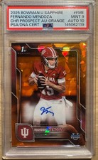 FERNANDO MENDOZA 2025 Bowman Chrome Sapphire Orange Refractor Auto RC /25 PSA 10