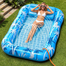 Inflatable Tanning Pool Lounger Float with Sprinkler, X-Large with Auto Spray, 6