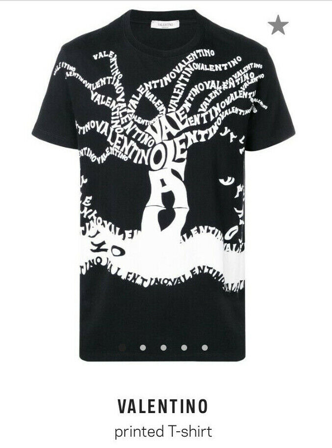 Valentino black T-shirt Tree logo print /100% cotton /made in