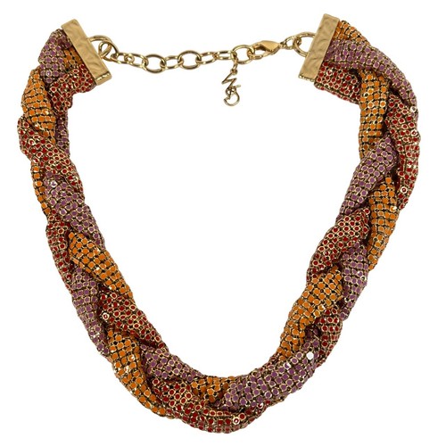 Vintage 1980s Whiting & Davis Multi Color Mesh Braided Chunky Choker Necklace