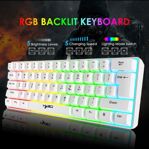 Gamer Keyboard Wired RGB Backlit 61Keys Ergonomic Mechanical Feel For Windows PC - Picture 8 of 15