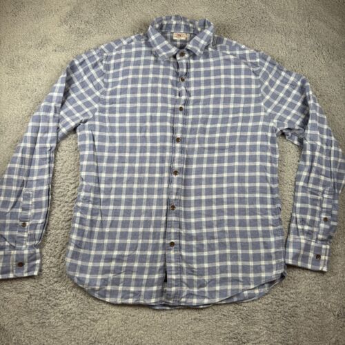 Faherty Blue Lightweight Plaid Flannel Button Up Long Sleeve Shirt Preppy Large - Picture 2 of 7
