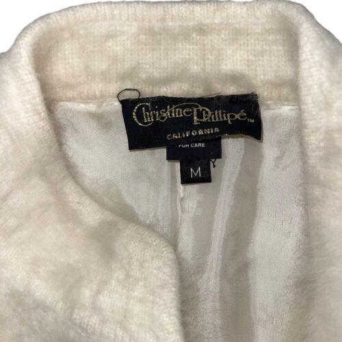 Christine Phillipe Sweater Womens Vintage Size M Cream Angora Fur Crop Cardigan - Picture 3 of 10
