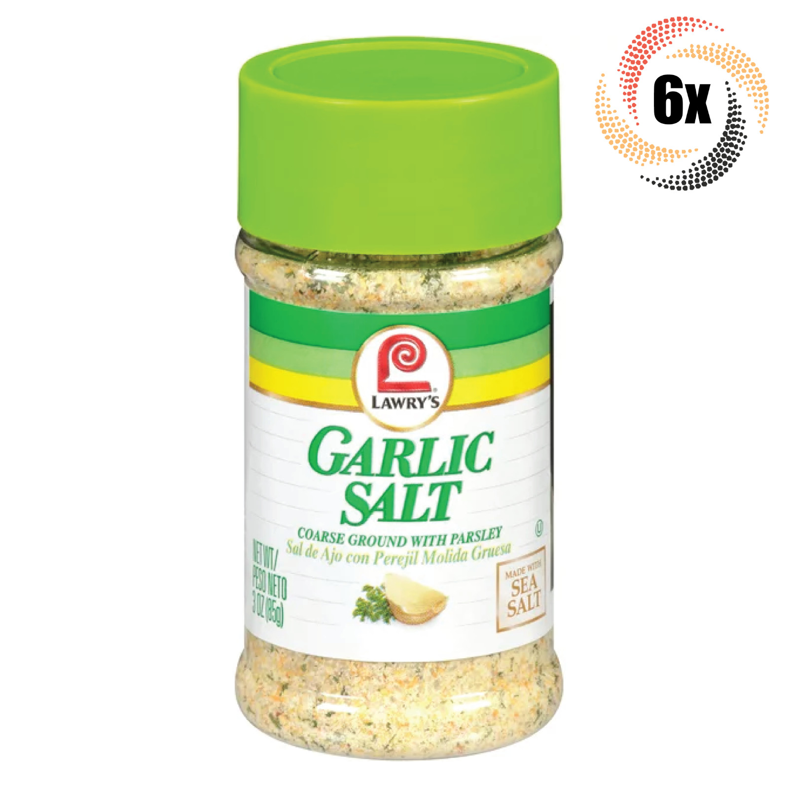 6 шейкеров Lawrys Чесночная соль приправа Смесь петрушки крупного помола 3 унции 6890₽