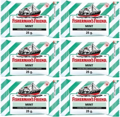 Fisherman Friend Sugar Free Mint Flavour 25g pack of 6 bags Fisherman's