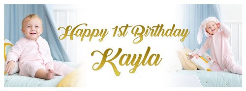PERSONALISED BIRTHDAY BANNER PHOTO NAME PARTY DECORATION BOYS GIRLS - Picture 7 of 15