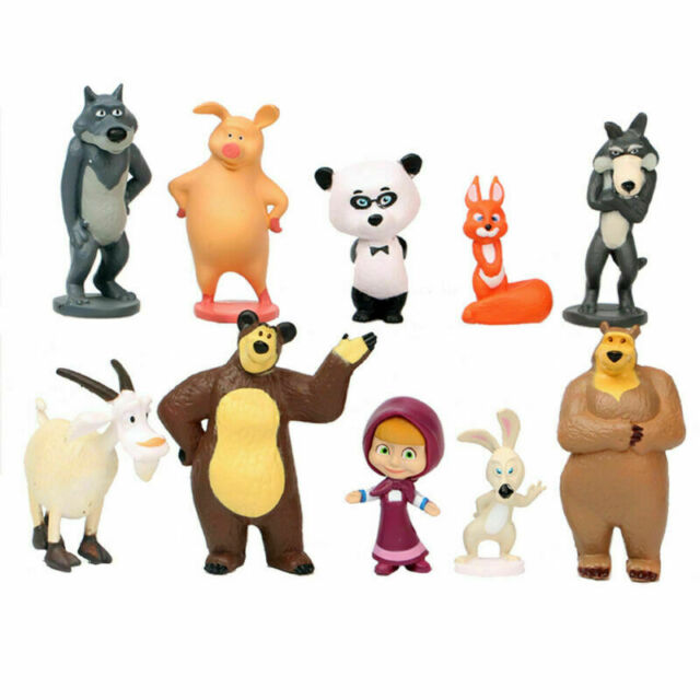 10pcs/set New Masha and The Bear Action Figures Toys Dolls Gift Cake Toppers