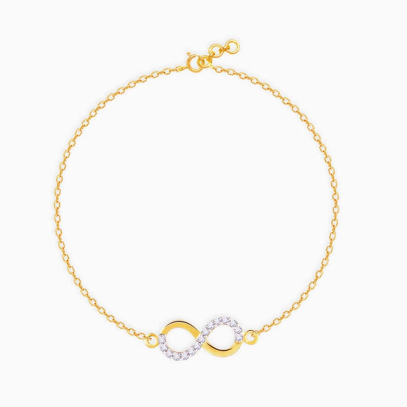 VSGH 0.17ct Round Lab Grown Diamond 14k Yellow Gold infinity Adjustable Bracelet - Image 3 of 4