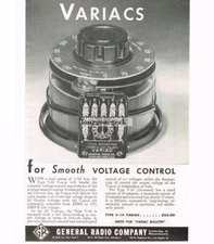 1948 General Radio Type V-10 Variac Voltage Control VINTAGE Print Ad