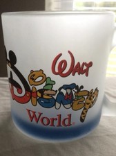 VTG Walt Disney World Character Spell Out Frosted Mug -Made in USA-EUC