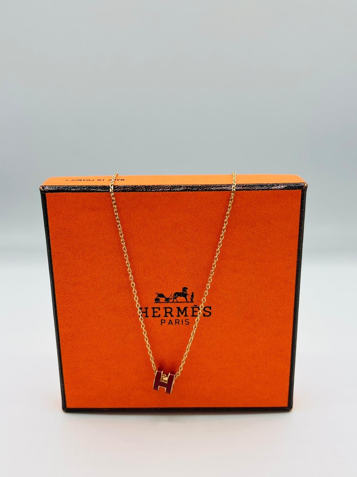 Hermes Mini pop H Red / Rose Gold Necklace Gem