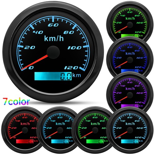 85mm GPS Speedometer 0-120KM/H Odometer Gauge 7 Colors LED For Boat Car Truck - Picture 2 of 16