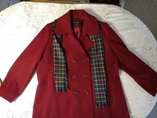 Forecaster of Boston Women  s 16W Red Double Breasted Wool Blend Button Pea Coat