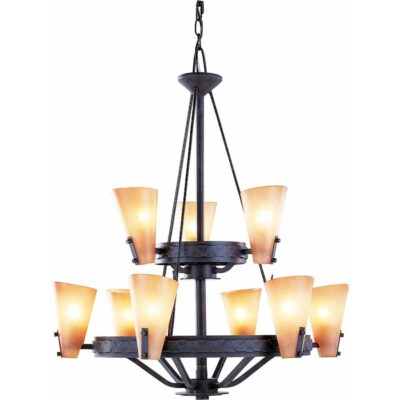 Volume Lighting Lodge 9-Light Frontier Iron Chandelier, Frontier Iron - V5339-53