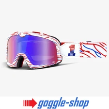 100% PERCENT BARSTOW GOGGLES vintage moto - DEATH SPRAY CUSTOM RED / BLUE MIRROR