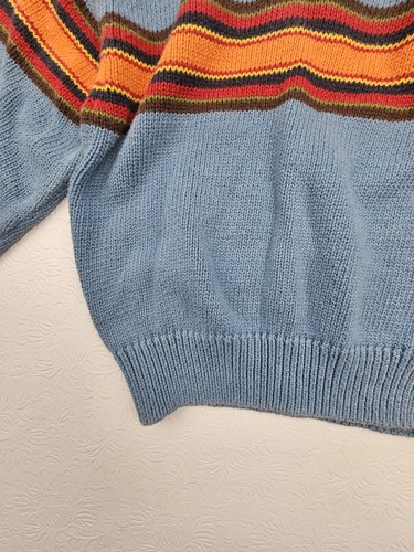 Gymboree 2005 Little Boys Size 3 Cotton 1/4 Zip Sweater Blue w Orange Stripe - Picture 3 of 6