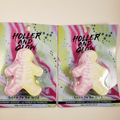2x Halloween Holler And Glow ''Bone To Be Wild'' Raspberry Scented Bath Fizzer
