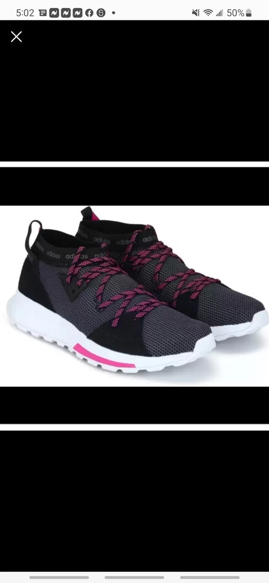 Size 8 Adidas Quesa cloudfoam mid trainer core black hot pink