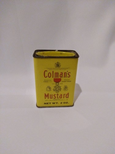 Vintage Colman's MUSTARD METAL SPICE TIN ~ Bulls Head England Reckitt & Coleman - Picture 3 of 9