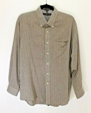 Tommy Hilfiger 16 32/33 Brown Cotton Button-Down Long-Sleeve Dress Shirt