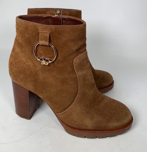 Tory Burch Sofia Lug Sole Brown Booties 