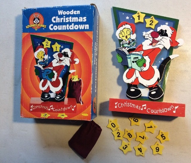 2001-looney-tunes-tweety-sylvester-wooden-christmas-countdown-advent
