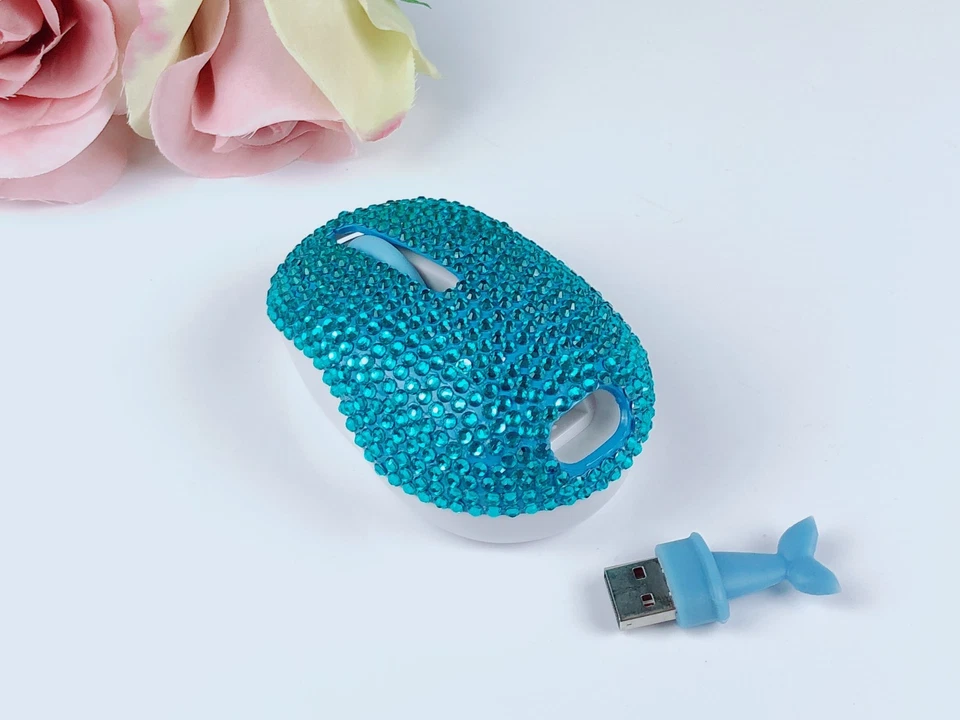 blingustyle Animal Dolphin design Crystal Optical 2.4GHz-Wireless PC Mouse  - Image 4 of 4