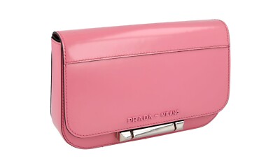 PRADA SHOULDER MINI HAND BAG 1BD170 PINK BEGONIA SILVER NEW | eBay