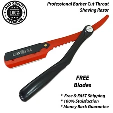 Professional Barber Hair Shaving Razor Straight Edge Cut Folding Beard 10 Blades