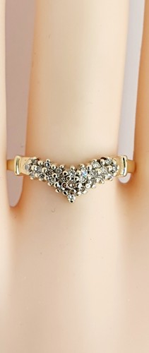 9ct Gold Diamond Wishbone Triple Rows Half Eternity Yellow Gold Ring Size P HM - Picture 18 of 19