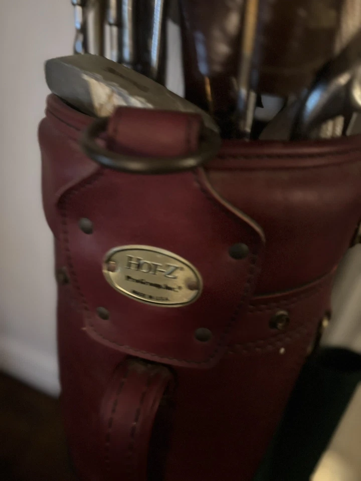 Bolsa de golf vintage Hot-Z de cuero/lona marrón verde Pro Group Inc hecha en EE. UU. Foto 2 de 4