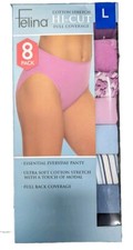 Felina Women's L Hi-Cut Cotton Stretch Panties 8 Pack