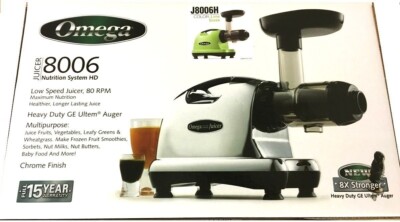 Omega J8006 Masticating Juicer Fruit and Vegetable, Green (Used)