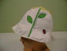 VINTAGE 1960s APPLIQUE SUMMER BEACH BUCKET HAT CAP KID SIZE