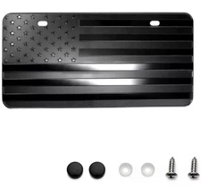 3D Embossed US American Flag Car License Plate Tag Cover Black Universal