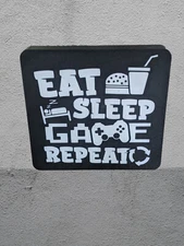 Eat Sleep Game Repeat RGB LED Gamer Lighted Sign Lightbox Man Cave Garage