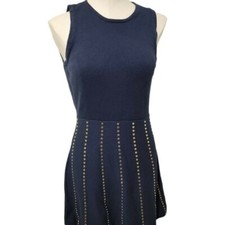 Michael Kors Womens XL Gold Studded Dress Sleeveless Navy Blue sweater