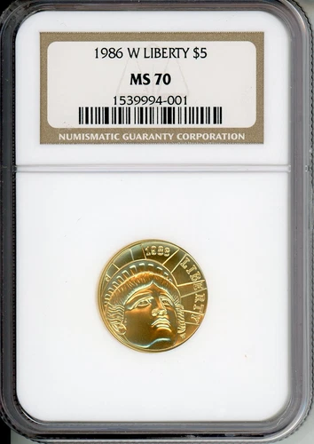 1986-W $5 STATUE of  LIBERTY COMMEMORATIVE GOLD COIN NGC MS70 MS-70 Older Holder