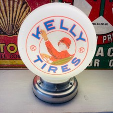 Kelly Tires Mini Gas Pump Globe Alloy Base LED Desk Lamp Auto Garage UK EU US