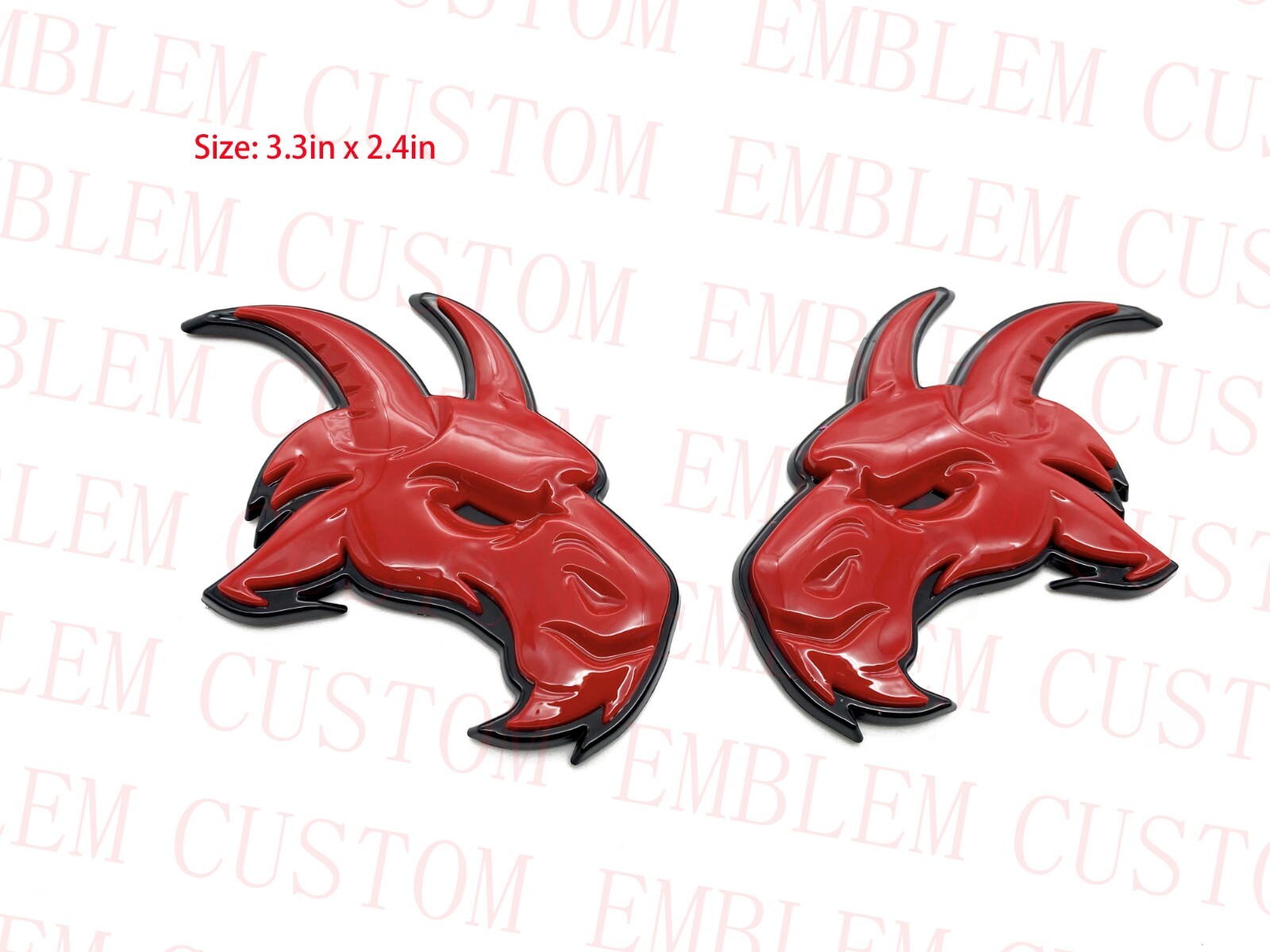 2pcs New Custom Goat Head Logo Emblems Decals Stickers 3D Car Red Eye Badges Right and Left Replacement for Ram 1500 2500 3500 Badge Hellcat Style (Black Red) C105