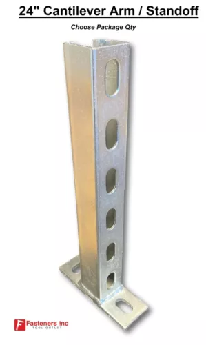 24" Slotted Cantilever Arm Mount Standoff for Unistrut Channel Strut Bracket