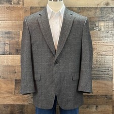 Jos A Bank Sport Coat Men 44R Charcoal Gray Check Wool Suit Jacket Blazer Casual