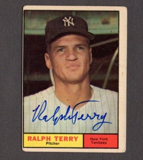 Ralph Terry 1961 Topps authentic autographed card Yankees