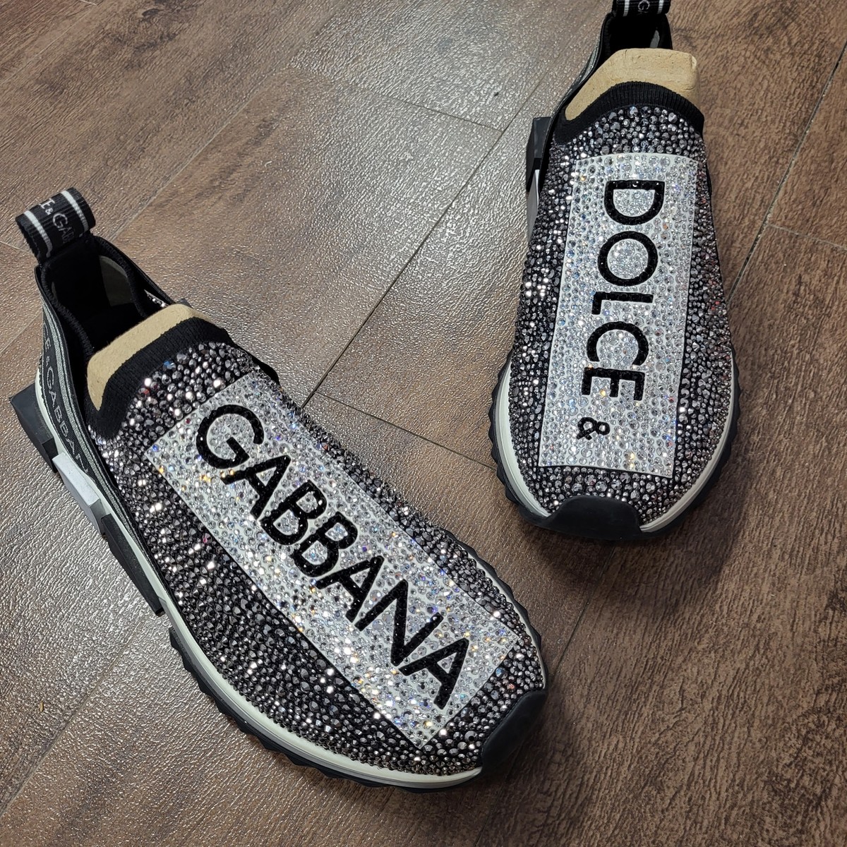 AUTH Dolce & Gabbana Sorrento Black Rhinestone Sneaker AUTH Dolce & Gabbana Sorrento Black Rhinestone Sneaker