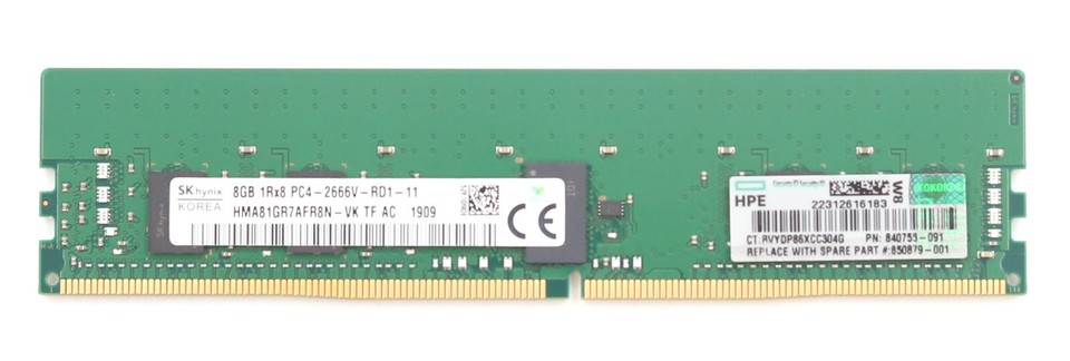 Barrette Mémoire Serveur SK Hynix 8Go DDR4 2666MHz – ECC 1Rx8 PC4-2666V-RD1-11